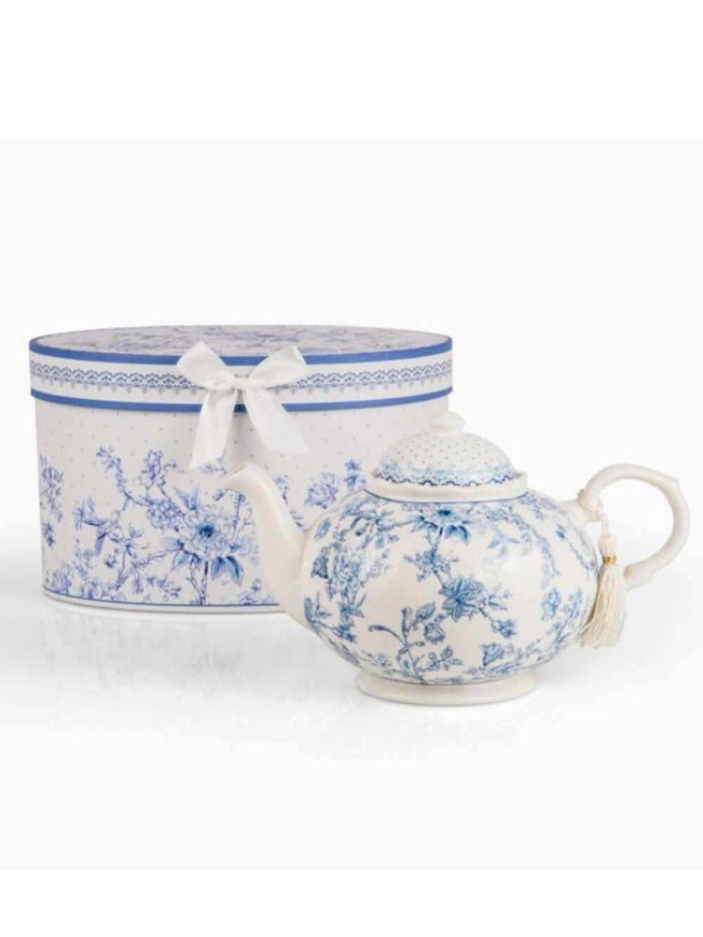 Vintage Blue Flowers Porcelain Teapot in Gift Box - Picture 3 of 4